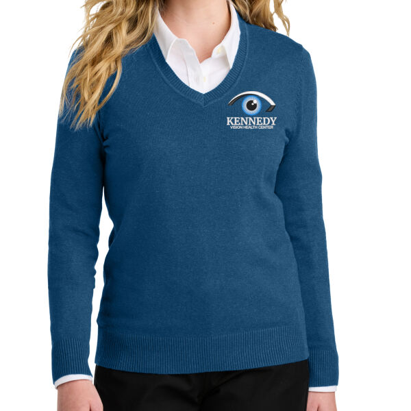 Port Authority® Women’s Easy Care V-Neck Sweater - Embroidered Logo Thumbnail