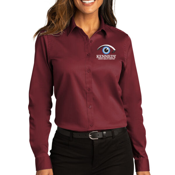 Port Authority® Women's Long Sleeve SuperPro React ™ - Embroidered Logo Thumbnail