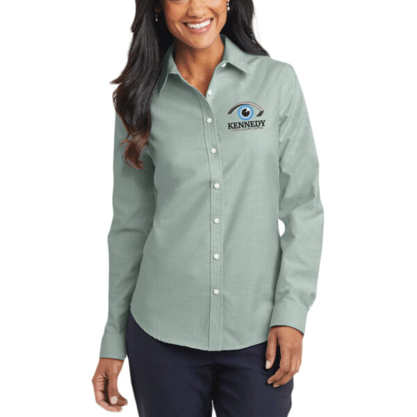 Port Authority® Women's SuperPro™ Oxford Shirt - Embroidered Logo Thumbnail