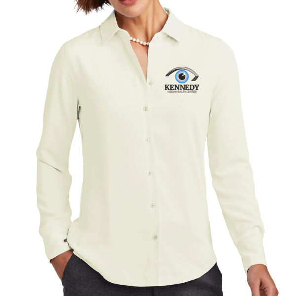 Brooks Brothers® Women’s Full-Button Satin Blouse - Embroidered Logo Thumbnail