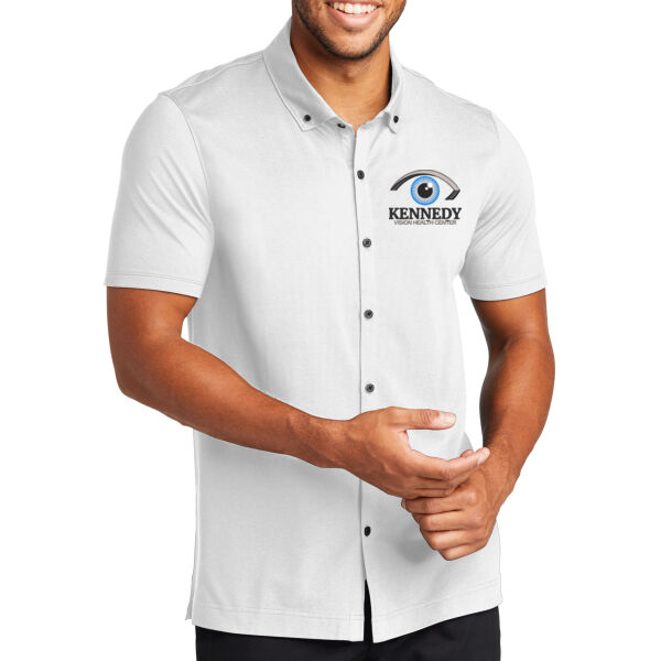 Mercer+Mettle® Stretch Pique Full-Button Polo - Embroidered Logo Thumbnail
