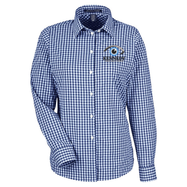Devon & Jones - Women's CrownLux Performance Gingham Dress Shirt - Embroidered Logo Thumbnail