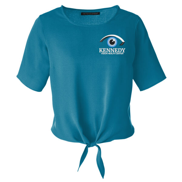 Devon & Jones - Women's Perfect Fit Tie Front Blouse - Embroidered Logo Thumbnail