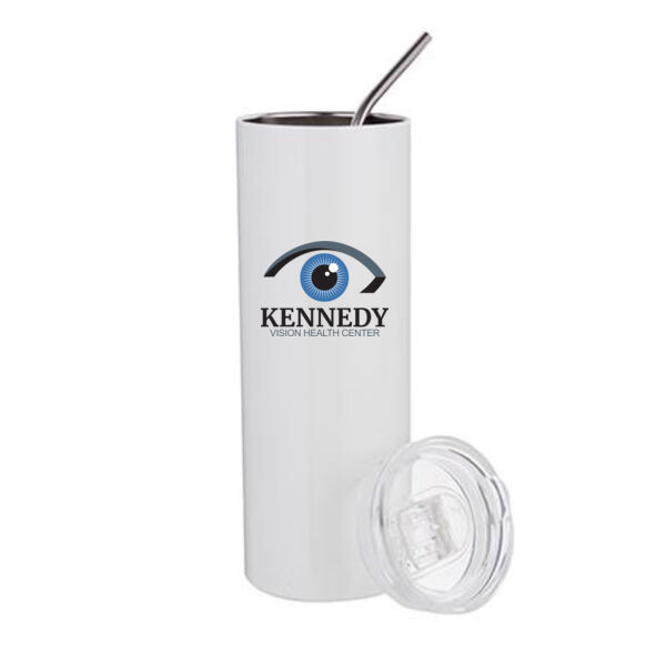 20oz Stainless Steel Tumbler W/Straw & Lid - Sublimated Logo Thumbnail