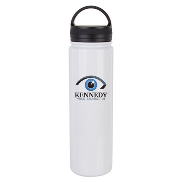23oz Stainless Steel Flask Bottle w/Portable Lid - Sublimated Logo Thumbnail