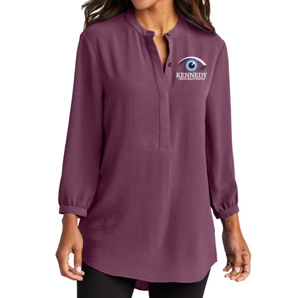 Port Authority - Women's 3/4 Sleeve Textured Crepe Tunic - Embroidered Logo Thumbnail