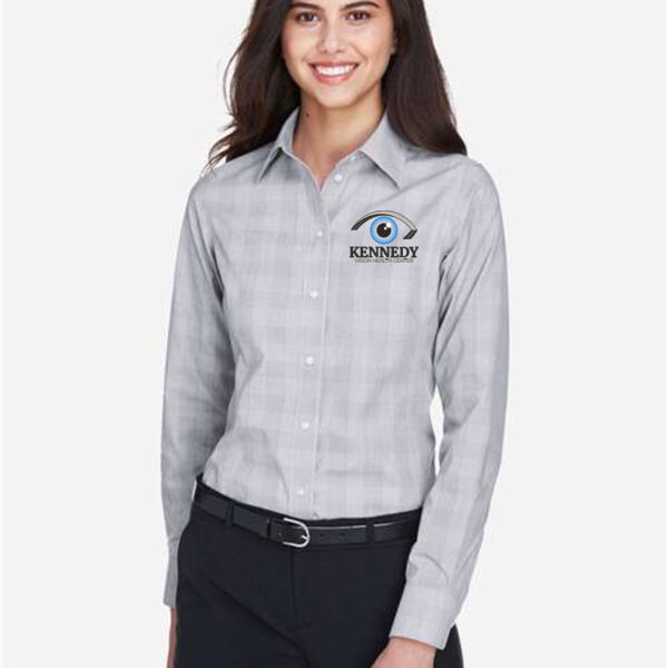 Devon & Jones - Women's Crown Collection Glen Plaid Woven Dress Shirt - Embroidered Logo Thumbnail
