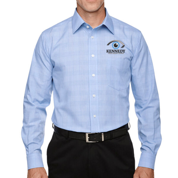 Devon & Jones - Men's Crown Collection Glen Plaid Woven Dress Shirt - Embroidered Logo Thumbnail