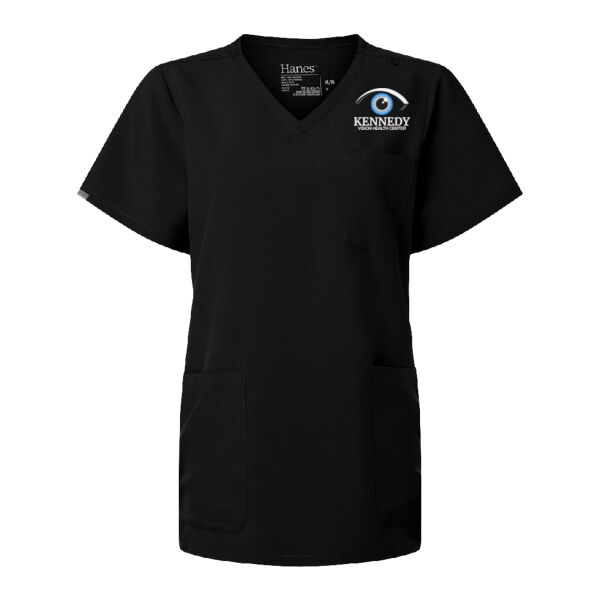 Hanes - Women's V-Neck 3 Pocket Scrub Top - Embroidered Logo Thumbnail